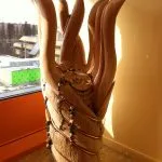 A sculpture made of wood by Randall Fraser