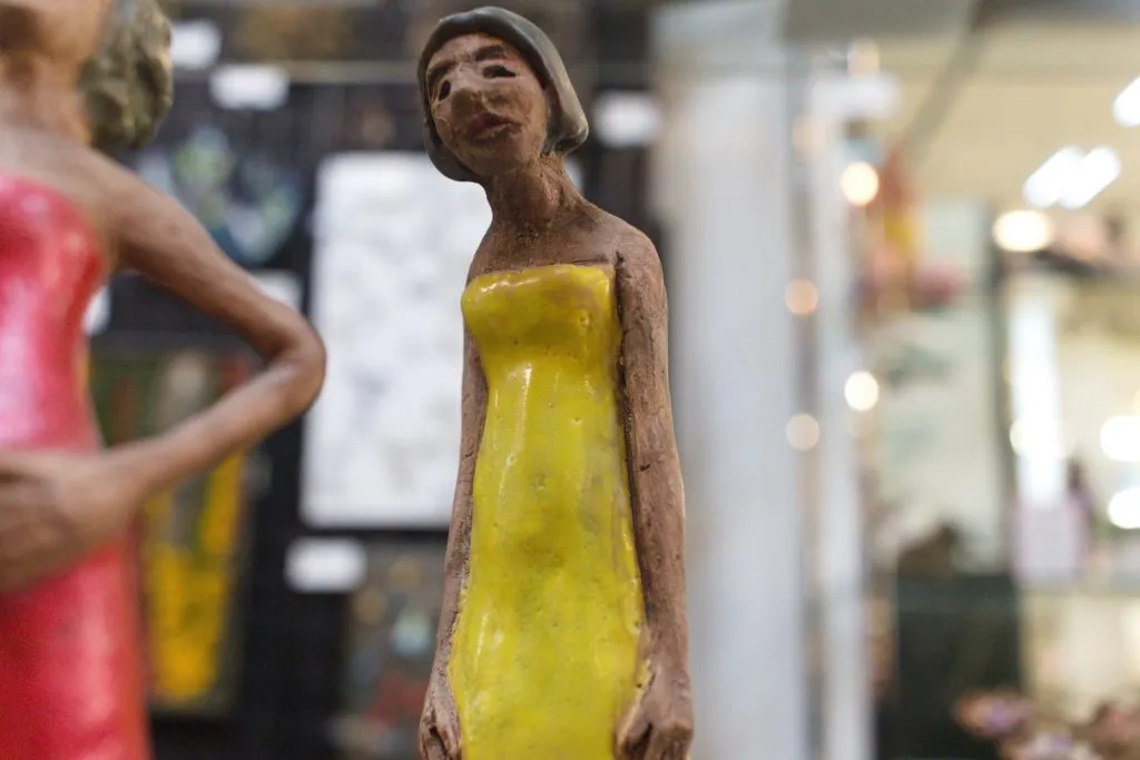 A photo of the sculpture "Red & Yellow Dress" by Keith Turnbull