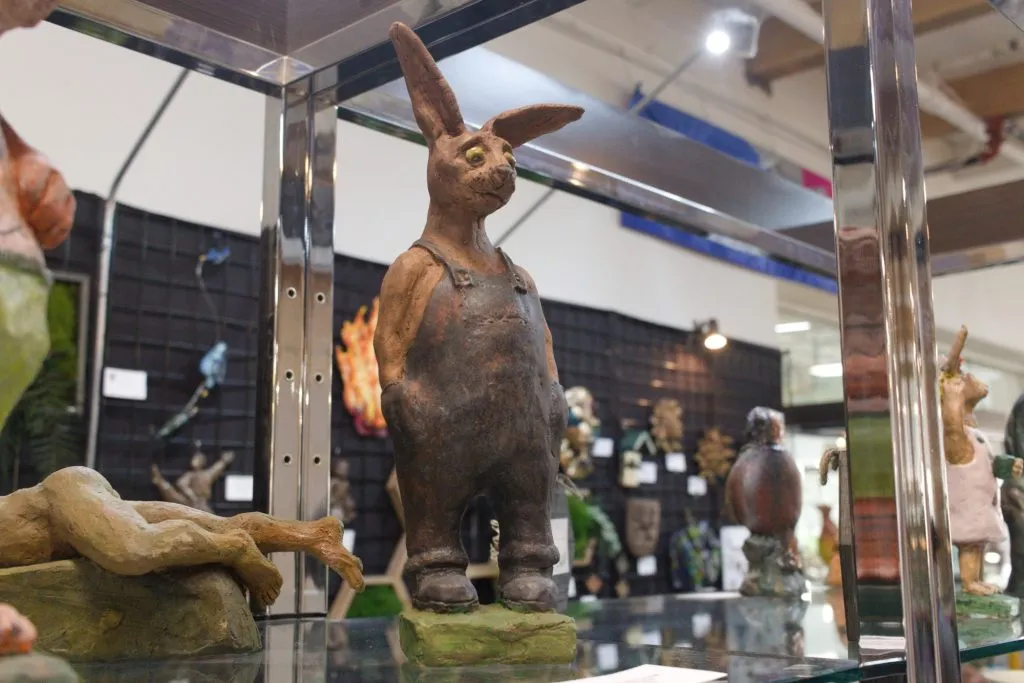 A photo of the sculpture "Sad Rabbit" by Keith Turnbull